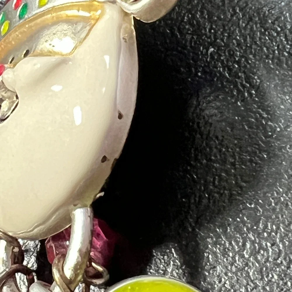 Vintage AJMC Santa Claus Brooch Silver‎ Tone and Enamel Christmas Pin